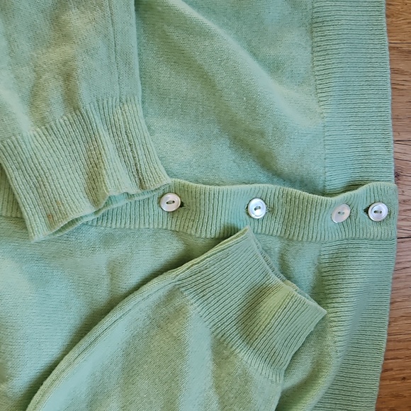 Vintage Jaeger Mint Green Cashmere Cardigan Sweater M - Picture 5 of 7